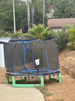 Large swing and kids trampoline.