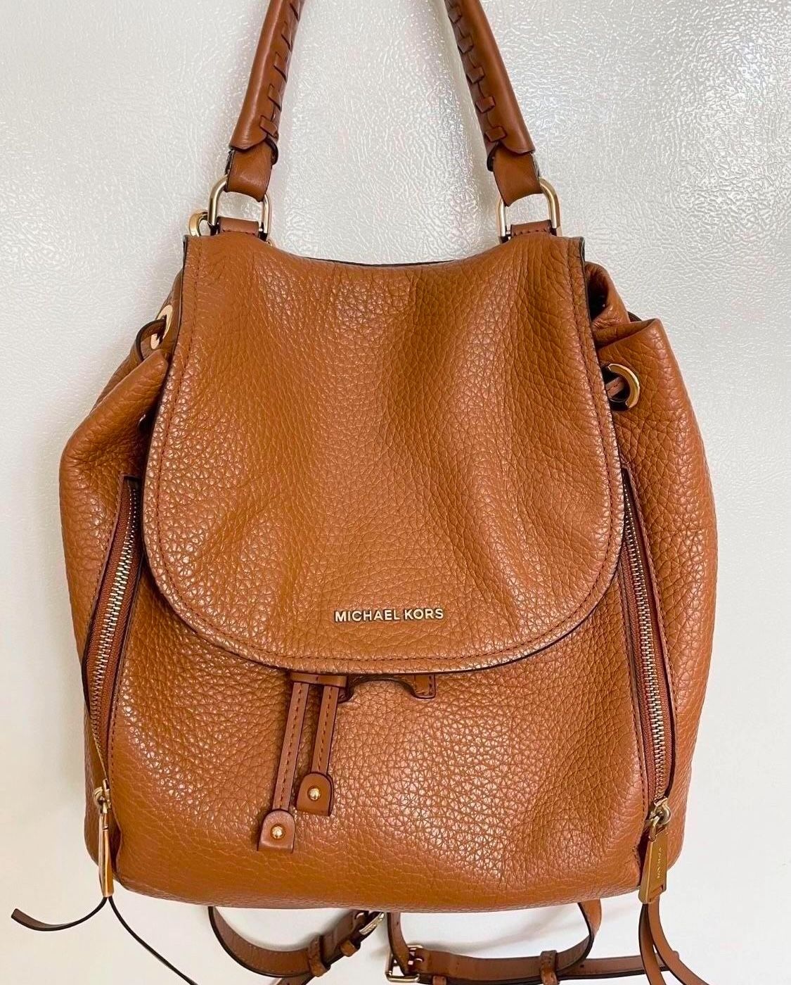 Beautiful Michael Kors Viv Tan Pebbled Leather Backpack Bag. Price Is FIRM