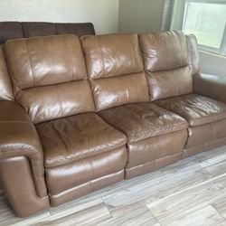Leather Couch/Sofa Dual Recliners 