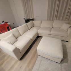 New Corduroy Sectional Sofa Couch with Ottoman! Free Delivery 🚚! Free Assembly! 
