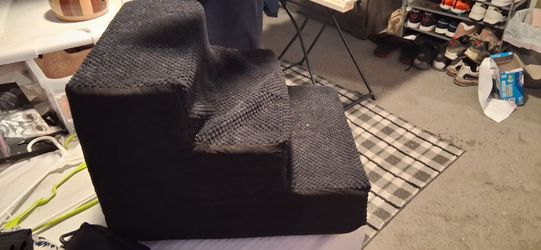 3-Step Pet Stairs Black Fabric