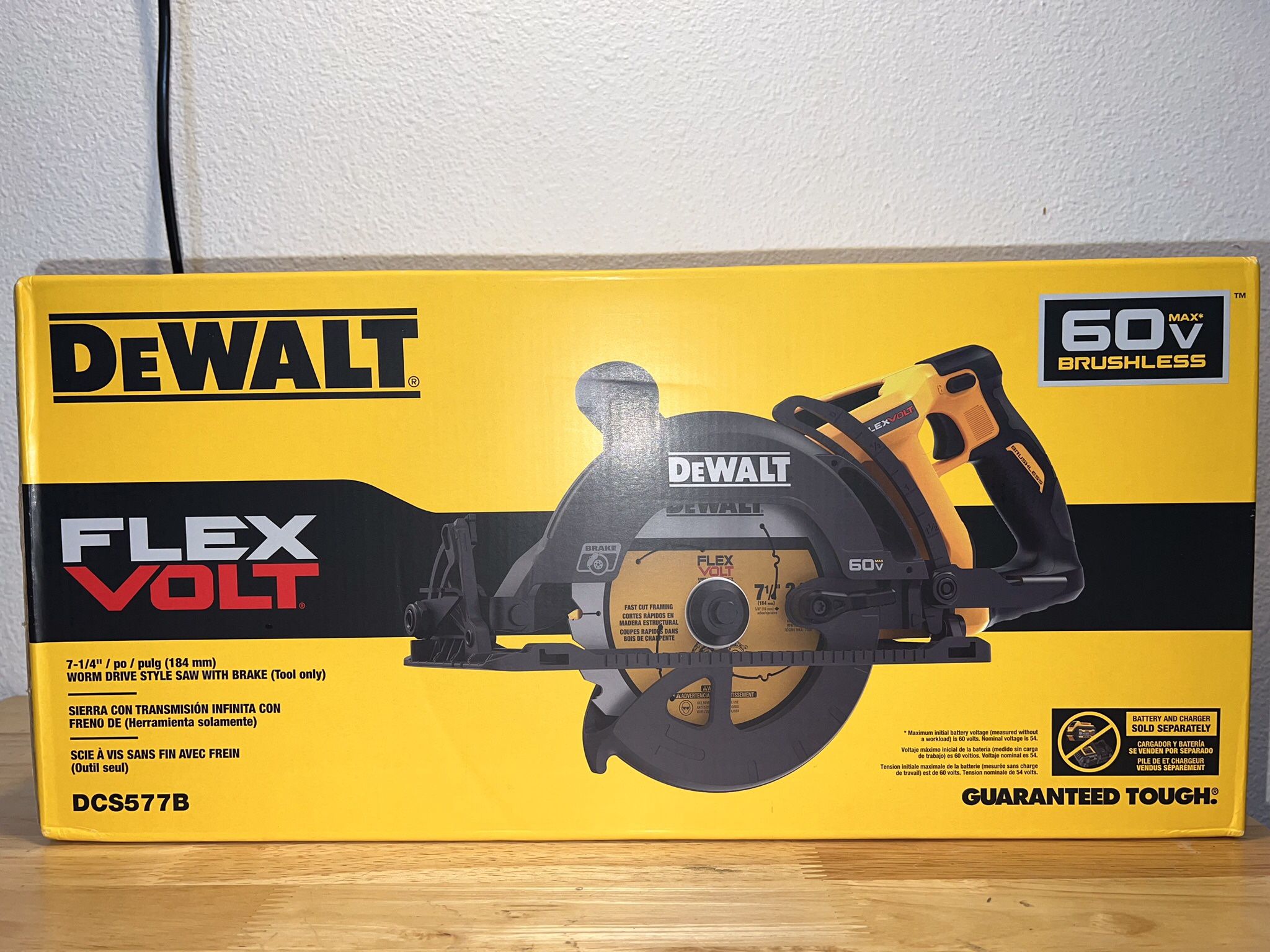 Flex Volt 60V Max Cordless Brushless 7-1/4” In.Wormdrive Style Circular Saw (TOOL ONLY) NO BATTERY - NO CHARGER
