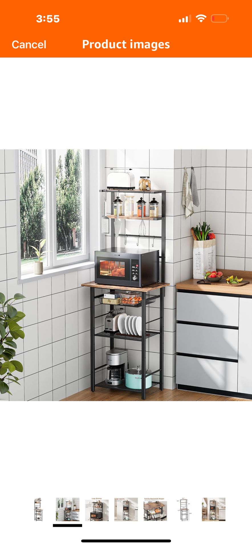 Kitchen Bakers Rack, 6-Tier Microwave Stand with Storage