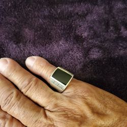 Vintage 80'S Sterling Silver Black Onyx Ring 