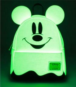 Loungefly Disney Halloween Ghost Mickey Mouse Glow In The Dark Mini Backpack