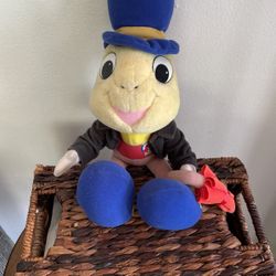 Disney Mattel Jiminy Cricket Plush Stuffed Animal, 1992 Pinocchio, Vintage