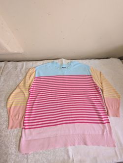 Lands End Colorblock Striped Sweater - Womens 1X