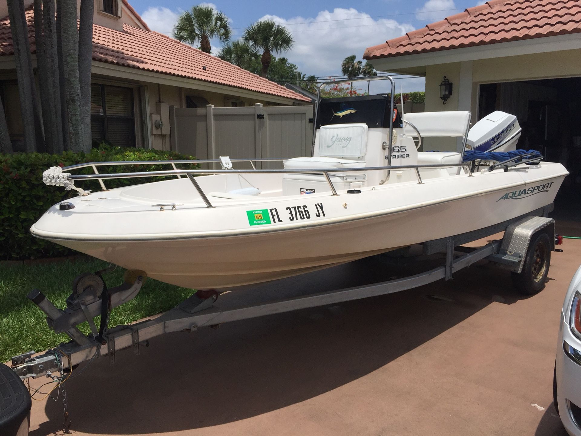 1996 Aquasport 16.5 ft Striper Boat with Bimini Top!
