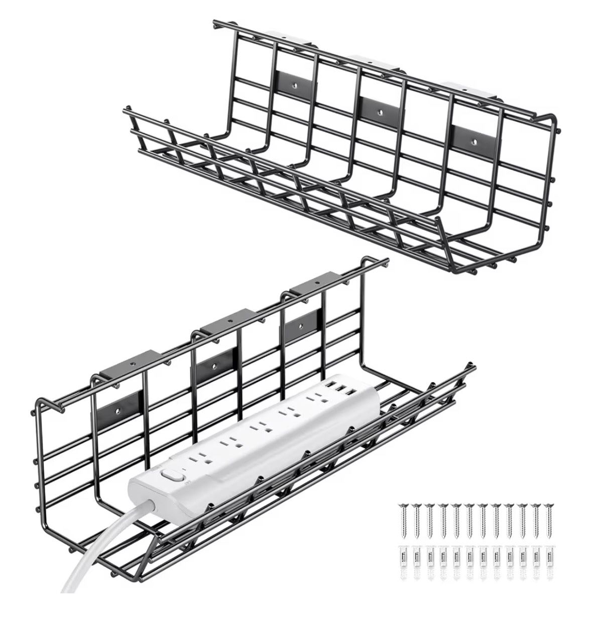 Under desk cable management tray 