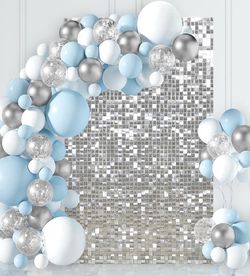 Silver Shimmer Wall Backdrop Panels 3ftx4ft Glitter Disco Sequin Party Photo Background for Wedding Bridal Shower Birthday Graduation Decorations