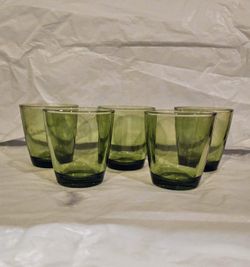 Vintage Avacodo Green Short Juice Glasses, Set Of 5