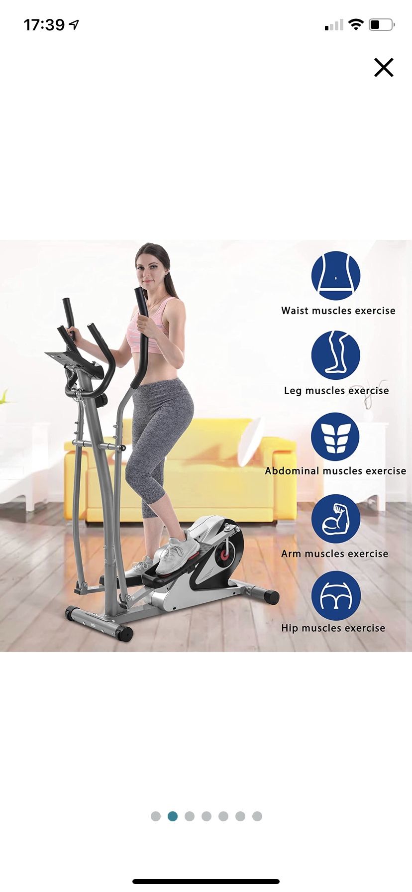 Elliptical Machine Trainer Magnetic Smooth Quiet Driven with LCD Monitor, Home Use, Silver