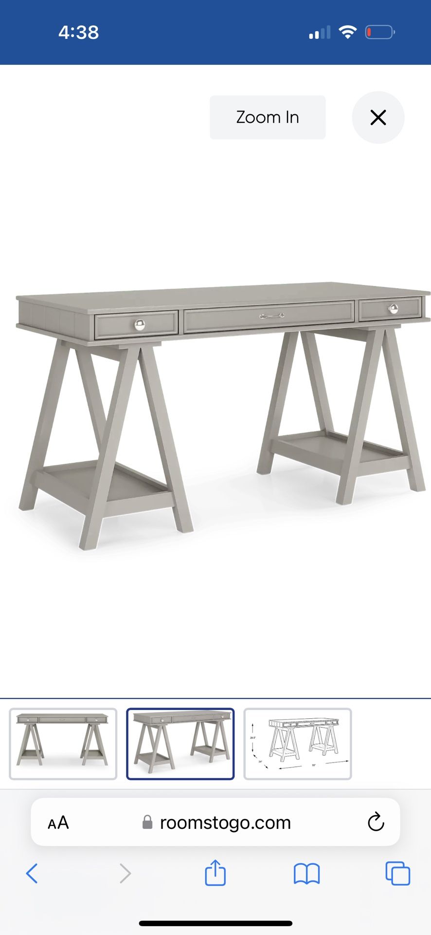 Rooms To Go Sawhorse Desk Table With Drawers New