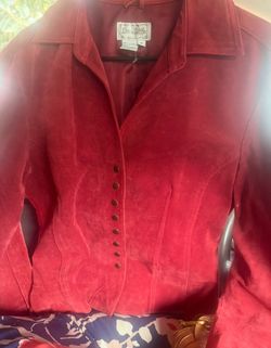 Vintage But Never Worn Red Suede Snap Up Jacket