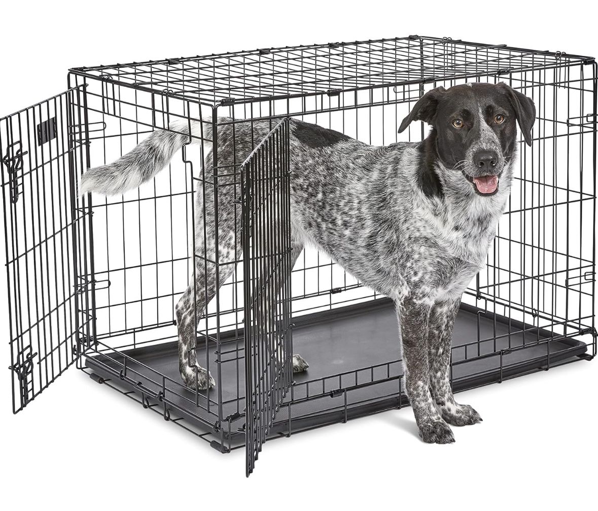 MidWest Homes for Pets Newly Enhanced Double Door iCrate Dog Crate, Includes Leak-Proof Pan, Floor Protecting Feet, Divider Panel & New Patented Featu