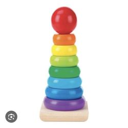 Melissa & Doug Classic Rainbow Stacker, 8 Pieces and Solid Wood Ba