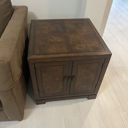 Dark Wood End Table Cabinet 