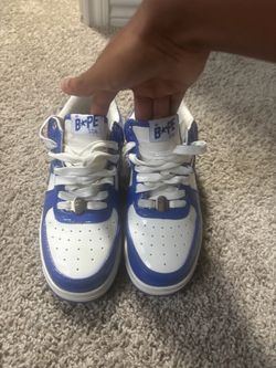 BAPE Sta Low White Blue Patent Sneakers