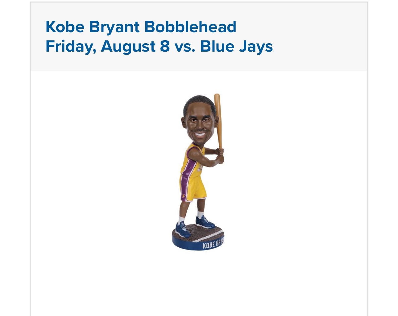 Kobe Bryant Dodgers Bobblehead