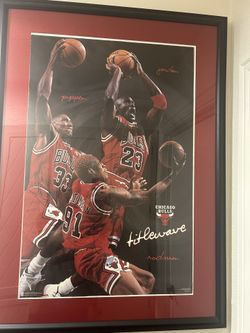 Michael Jordan, Scottie pippen and Dennis Rodman signed Chicago Bulls Poster