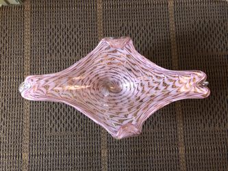Decorative Solid Glass Platter - Lavender/Copper Color Tones