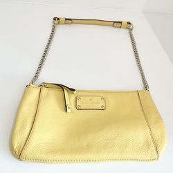 Kate Spade Wellesley Byrd Leather Gold Chain Shoulder Bag yellow