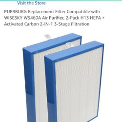 WISESKY WS460A Air Purifier, 4-Pack H13 HEPA + Activated Carbon 2-IN-1 3-Stage Filtration