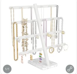 New white and marble jewelry organizer stand