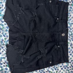 Black Ripped Jean Shorts (Size M) 