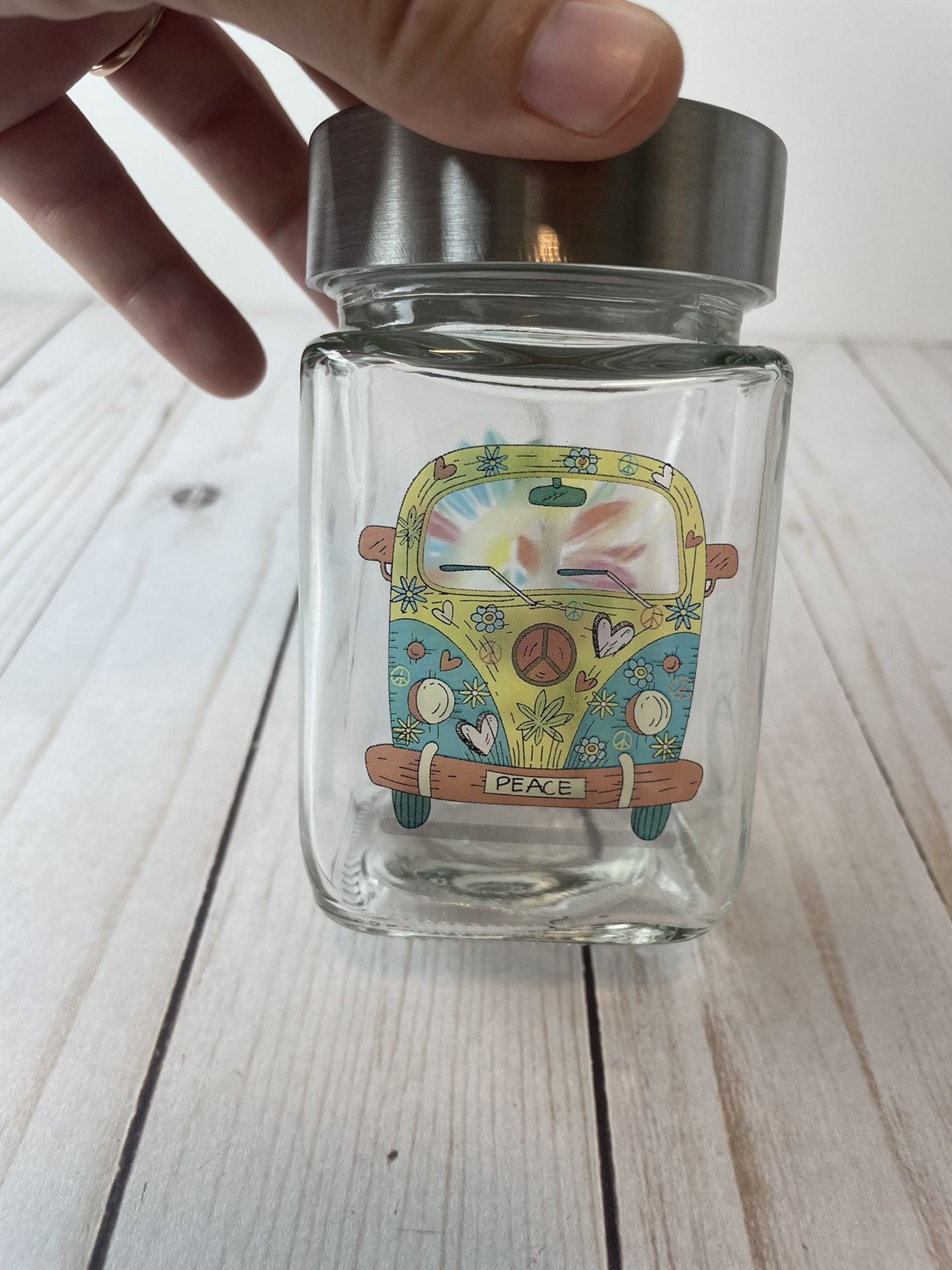 Hippie Van 10oz Glass Stash Jar