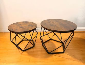 VASAGLE Round Coffee Tables, Set of 2