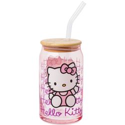 Glass Hello Kitty Cup With Bamboo lid. Comes With Straw! Brand New!