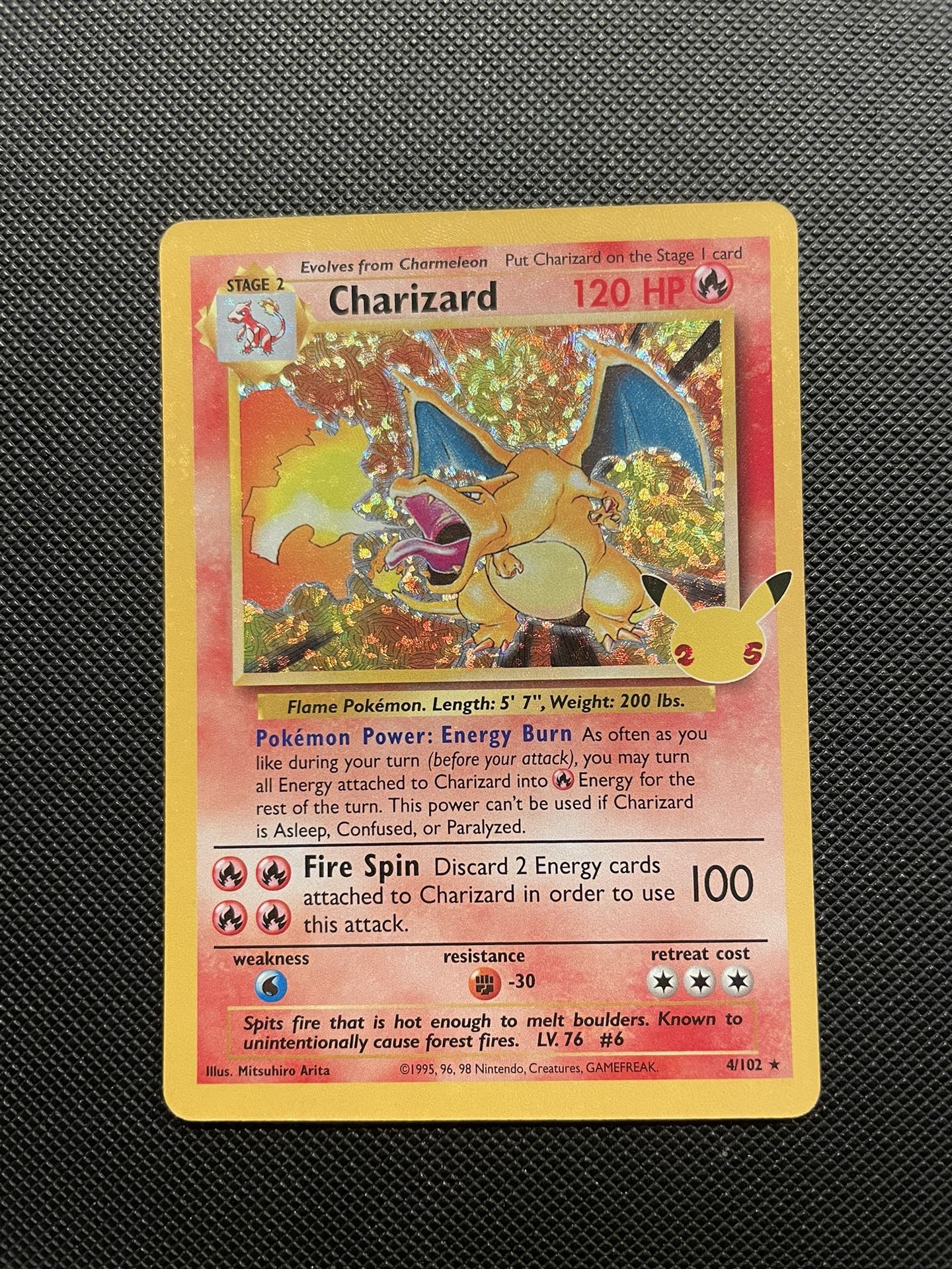 1995 charizard pokemon card 4 102 Celebrations Holo Classic Collection 4/102 *MINT* Pokémon Sword Shield 25th Anniversary Textured Zard for Sale in Flower Mound, TX Enhance your Pokmon collection with this Charizard 1999 Pokemon Base Set Holo #4 Card Charizard 4/102 Base Set for