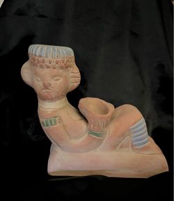 Chocmool Mayan Aztec Clay Figure 6.5” Tall