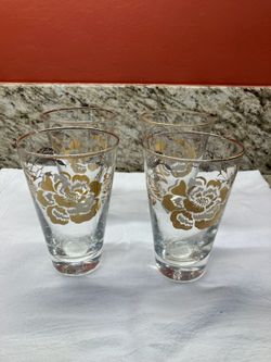  Elegant Vintage Mid Century Tumblers Libby Hostess Glass Set, Set Of Four 