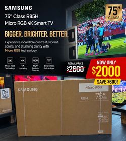 SAMSUNG BRAND NEW 75 INCH R85H MICRO RGB SMART 4k TV