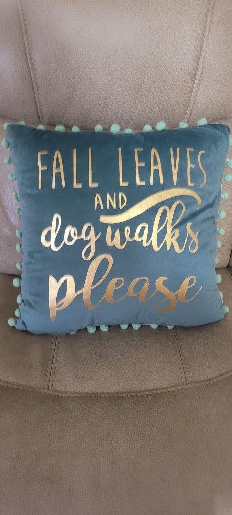 16" X 16" Fall Pillow Walking Dogs On Back