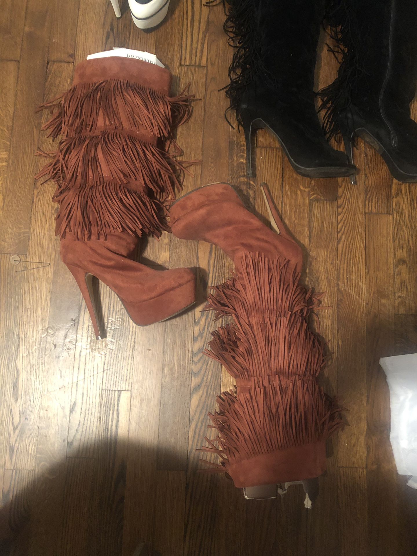 Ladies Tall Fringed Boots