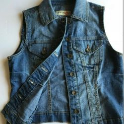 Paris Blues Denim Vest Women's Juniors Small Light Washed Button Up ~ Size S