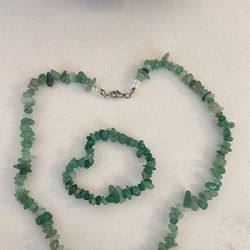 Green Aventurine Chip Bracelet & Necklace 