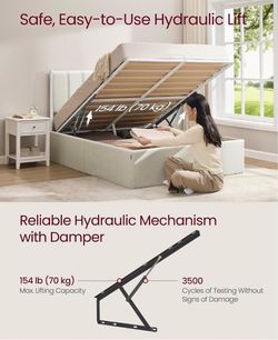 Lift Up Storage Bed Frame, Full Size, Upholstered Headboard Modern Hydraulic Platform Bed, 1102.3 lb Weight Capacity, No Box Spring Needed, Cappuccino