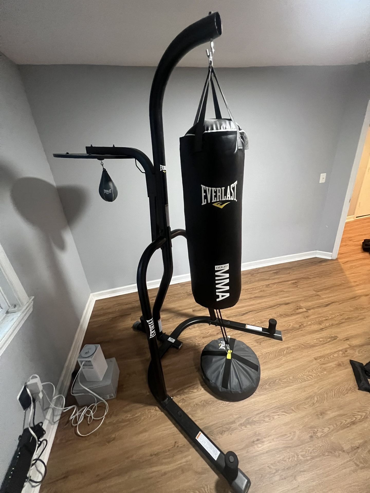 Everlasting MMA stand, punching bag, and Speed bag