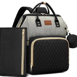 Diaper Bag Backpack with Changing Pad, Pacifier Case, Baby Bag for Boy Girl Toddler - Large, Stylish, Waterproof Travel Quilted Diaper Bag for Mom - B