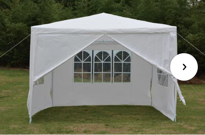 All white closed in tent with windows