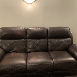 Brown Leather Electric Reclining Sofa