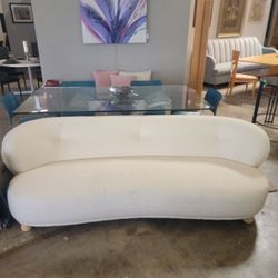 CB2 x Lawson-Fenning Muir 90″ Curved White Bouclé Sofa
