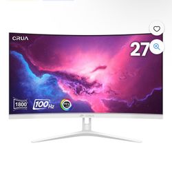CRUA 27" FHD 100Hz Curved Monitor for Office&Gaming,1080P 1800R 99% sRGB Professional Computer Monitor,Frameless Design,Flicker-less & Blue Light Filt