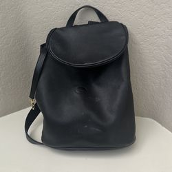 Vintage Longchamp Black Pebbled Leather Backpack