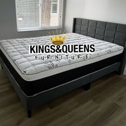 NEW QUEEN BED FRAME WITH MATTRESS 