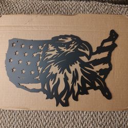 LASER CUT BLACK METAL SIGN.  12" X 7".  NEW.  PICKUP ONLY